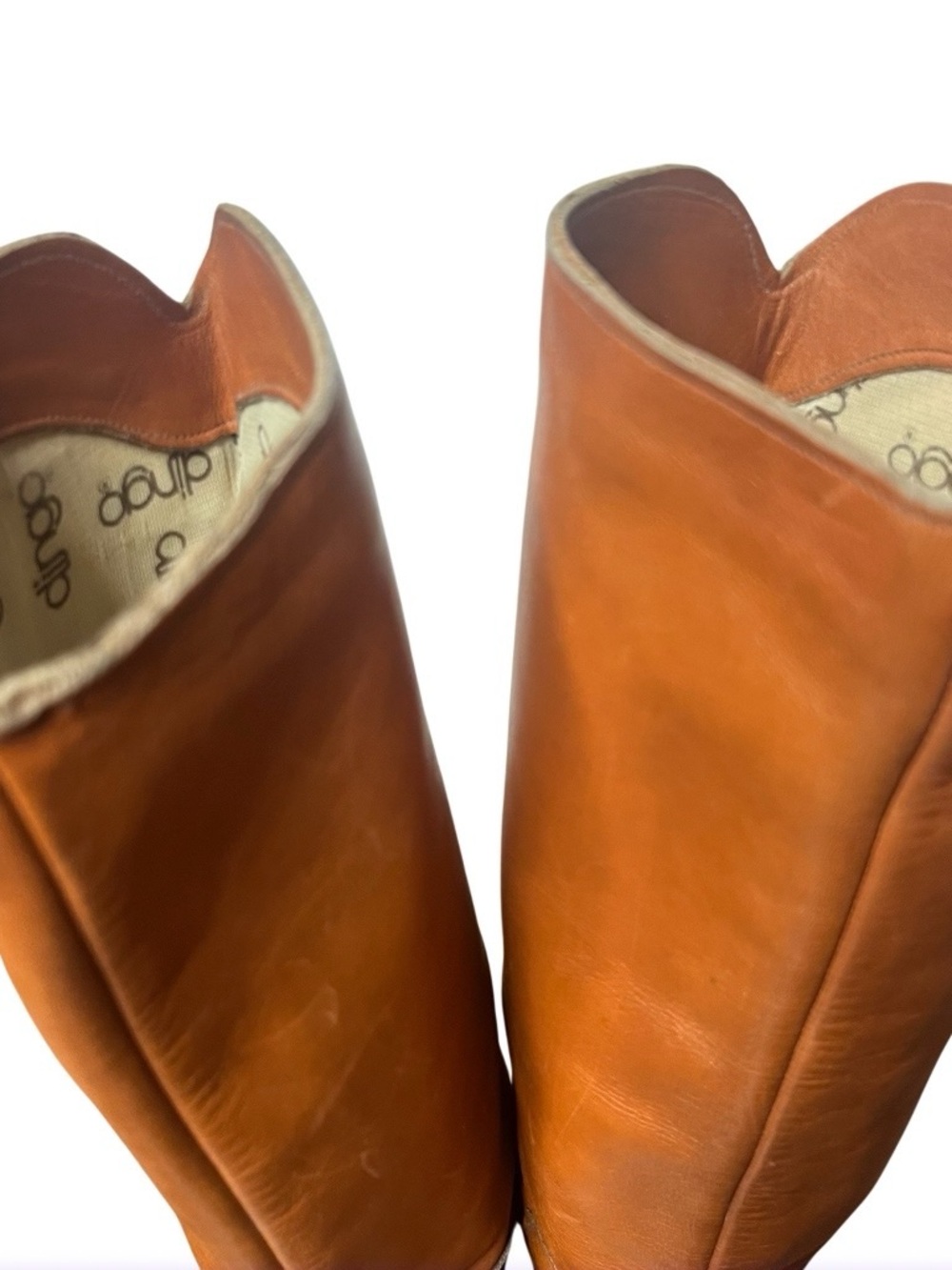 DINGO Tan Leather Eagle Stitch Tall Western Boots Womens Size 10 VINTAGE - Picture 8 of 9